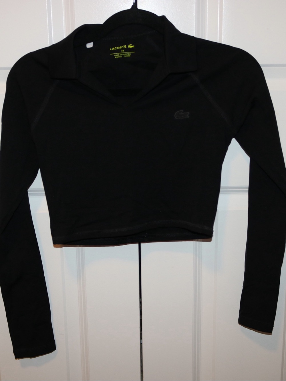 Lacoste Black Long-Sleeve Cropped Polo